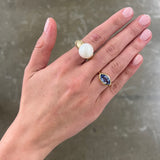 3.13ct Marquise Blue Sapphire Heirloom Bezel Ring