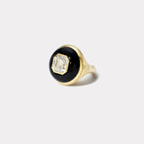 Petite Lollipop Ring - 3.08ct Asscher Diamond in Hand Carved Black Jade