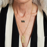 Classic Diamond Domino Necklace- Sandblasted Gold