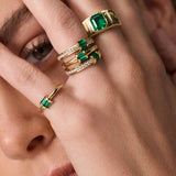 Magna Barrel Ring - Baguette Emeralds