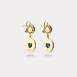 3.06ct Blue Sapphires Hearts in Nephrite Jade Lollipop Earrings