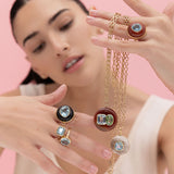 5.79 Green Tourmaline and 5.76ct Aquamarine in Hand Carved Carnelian Double Stone Lollipop Pendant