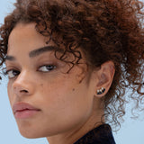 Black Onyx Crested Inlay Diamond Studs