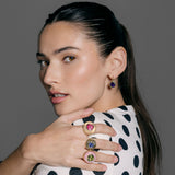 4.20ct Pear Amethyst Heirloom Bezel Earrings