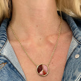 Large Peace Sign Pendant with Carnelian, Pink Opal, Coral and Rhodochrosite