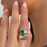 Double Stone 1.17ct GIA Diamond & 1.6ct Emerald Heirloom Bezel Ring