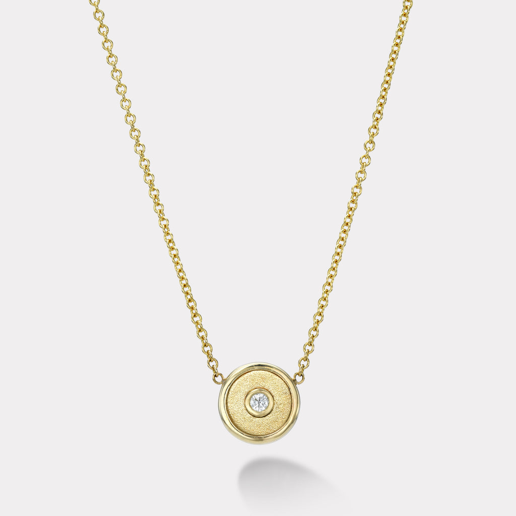 Mini Compass Pendant - Sandblasted All Gold