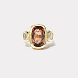 7.08ct Cushion Peach Tourmaline Bubble Ring with .82ct Diamonds