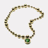 Cascading Domino Ball Chain with 15.87ct Round Green Tourmaline Bounce Pendant