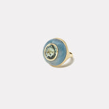 7.37ct Oval Green Tourmaline in Hand Carved Trolleite Classic Lollipop Ring