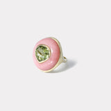 9.47ct Green Tourmaline in Hand Carved Pink Opal Lollipop Ring