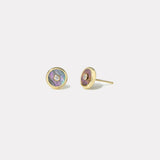 Mini Compass Stud Earrings with Dark Mother of Pearl