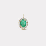 6.9ct Oval Emerald with 2.08ct Diamond Heirloom Bezel Charm