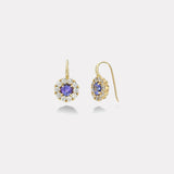 1.77ct Round Tanzanite Diamond Heirloom Bezel Earrings