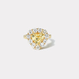 2.72ct Yellow Sapphire Heart Diamond Heirloom Bezel Ring