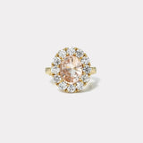 4.20ct Oval Peach Sapphire and Diamond Heirloom Bezel Ring