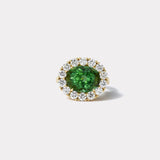 5.67ct Green Tourmaline and Diamond Heirloom Bezel Ring