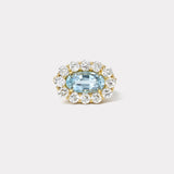 2.8ct Aquamarine and Diamond Heirloom Bezel Ring