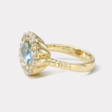 2.8ct Aquamarine and Diamond Heirloom Bezel Ring