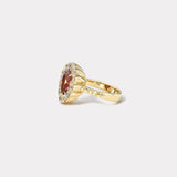 3.13ct Pear Pink Tourmaline and Diamond Heirloom Bezel Ring