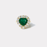 4.08ct Heart Emerald Diamond Heirloom Bezel Ring