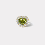 5.05ct Heart Green Tourmaline Diamond Heirloom Bezel Ring
