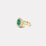 5.57ct Cushion Colombian Emerald Diamond Heirloom Bezel Ring