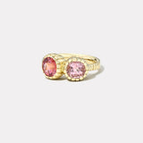 4.09ct Pink Tourmalines Double Stone Heirloom Bezel Ring