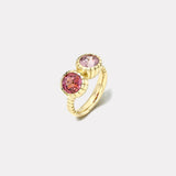 4.09ct Pink Tourmalines Double Stone Heirloom Bezel Ring