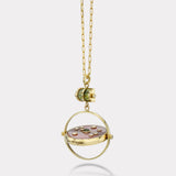 Grandfather Compass Pendant with Pink Opal and Green Tourmaline