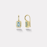 1.92ct Emerald Cut Aquamarine Heirloom Bezel Earrings
