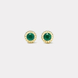 2ct Round Emerald Heirloom Bezel Stud Earrings