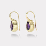 4.20ct Pear Amethyst Heirloom Bezel Earrings