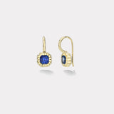 1.43ct Asscher Blue Sapphire Heirloom Bezel Earrings