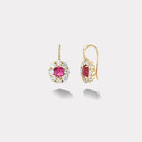 2.62ct Oval Spinels with Diamond Halo Heirloom Bezel Earrings