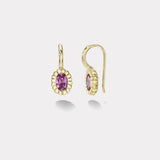 1.2ct Oval Dark Pink Sapphire Heirloom Bezel Earrings