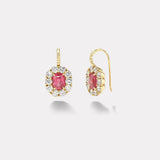 3.6ct Cushion Mahenge Spinel with Diamond Halo Heirloom Bezel Earrings