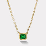 1.88ct Emerald Cut Emerald Heirloom Bezel Pendant