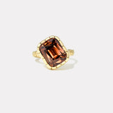 10.23ct Tilted Cushion Spessartite Garnet Heirloom Bezel Ring