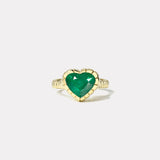 2.7ct Heart Emerald Heirloom Bezel Ring