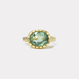 6.15ct Oval Green Tourmaline Heirloom Bezel Ring