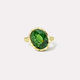 9.32ct Oval Green Tourmaline Heirloom Bezel Ring