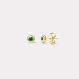 .4ct Round Emerald Heirloom Bezel Stud Earrings