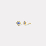 1.56ct Round Sky Blue Sapphire Heirloom Bezel Stud Earrings