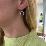 6.36ct Pear Shaped Amethyst Heirloom Bezel Earrings