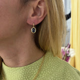 4.73ct Oval Blue Sapphire Heirloom Bezel Earrings