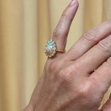 2.18ct Ethiopian Opal Pear Cabochon and Opal Halo Heirloom Bezel Ring
