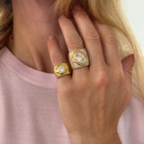 4.14ct Vintage Oval Diamond with Pavé Impetus Interlocking Puzzle Ring