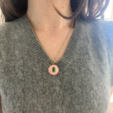 2.6ct Green Tourmaline in Hand Carved Pink Opal Lollipop Pendant