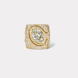 4.14ct Vintage Oval Diamond with Pavé Impetus Interlocking Puzzle Ring